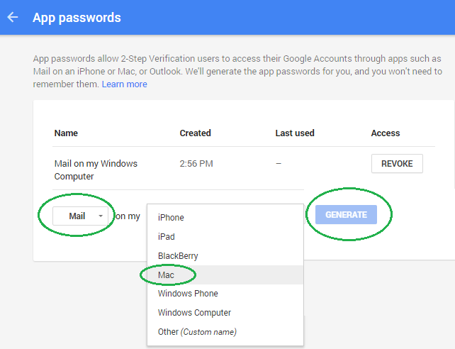 see gmail password on mail for mac